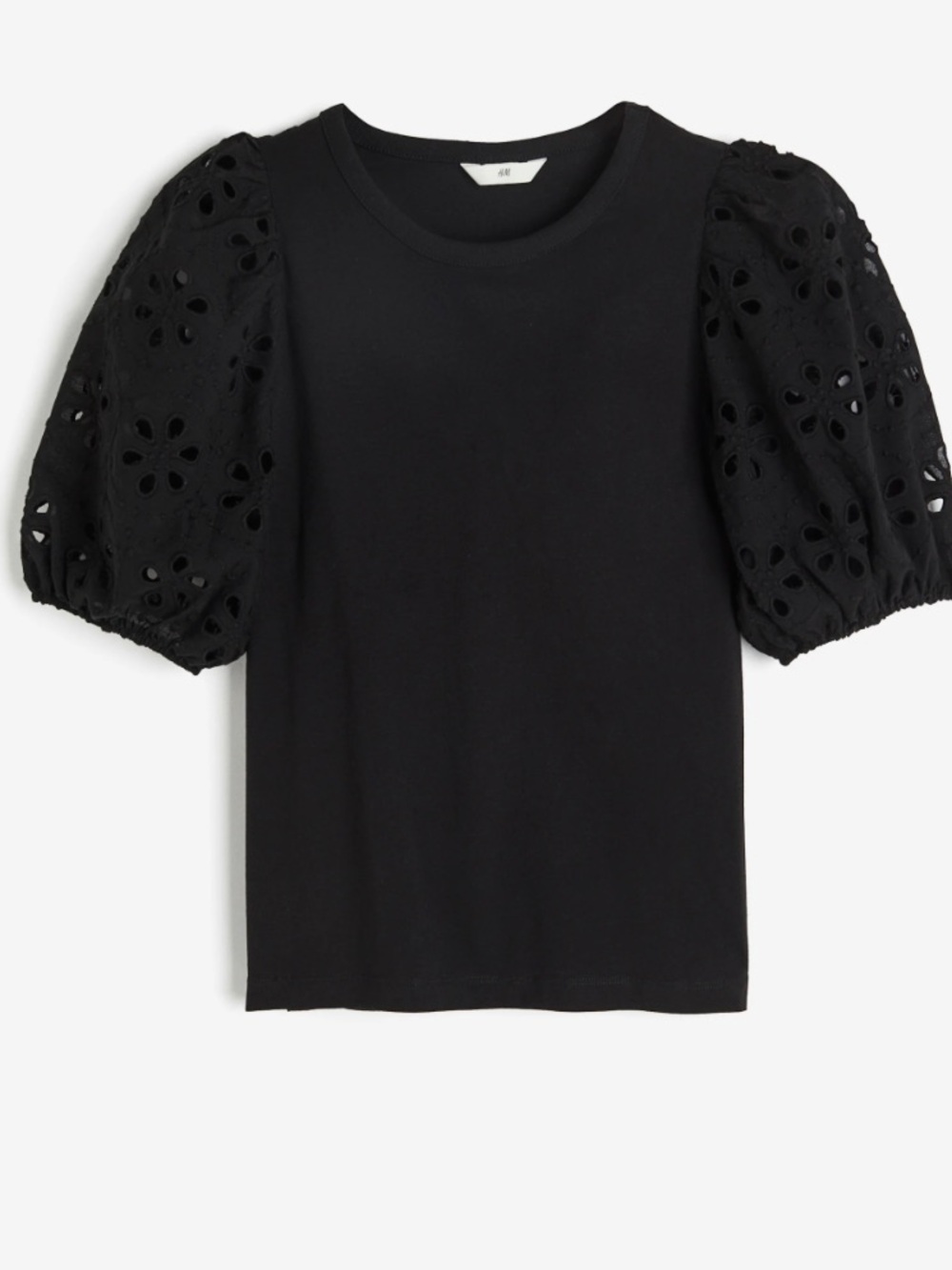 Eloquii Black Puff Sleeve Eyelet Knit Top